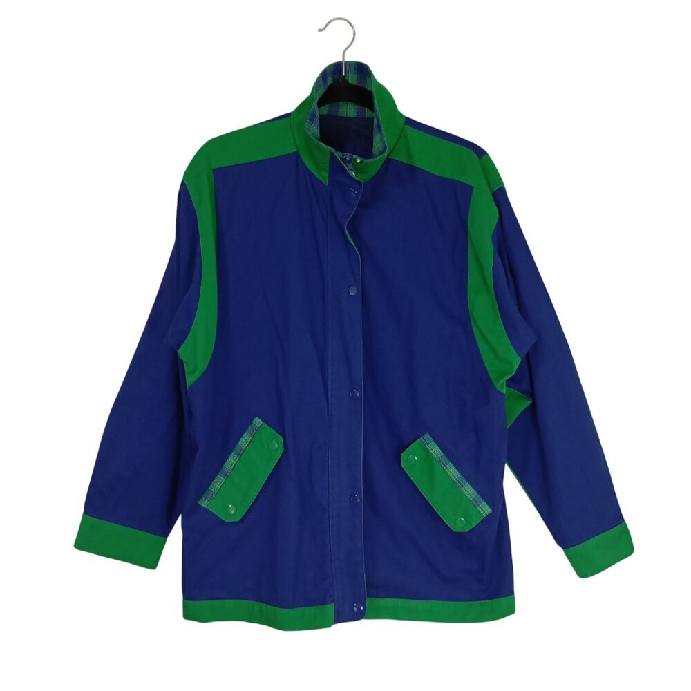 Vintage Lavon Jacket Men Colorblock Medium Snap Buttons And Zip Plaid Accents